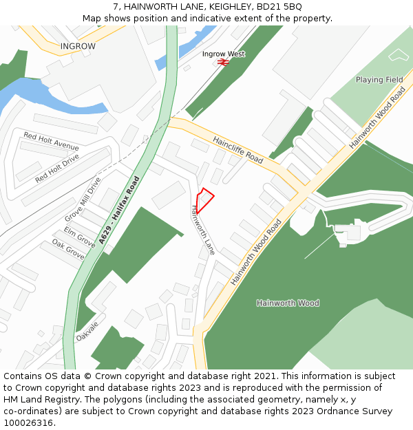 7, HAINWORTH LANE, KEIGHLEY, BD21 5BQ: Location map and indicative extent of plot