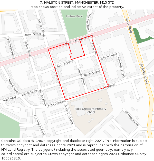 7, HALSTON STREET, MANCHESTER, M15 5TD: Location map and indicative extent of plot