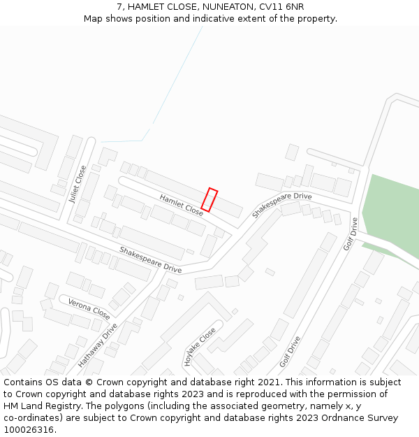 7, HAMLET CLOSE, NUNEATON, CV11 6NR: Location map and indicative extent of plot