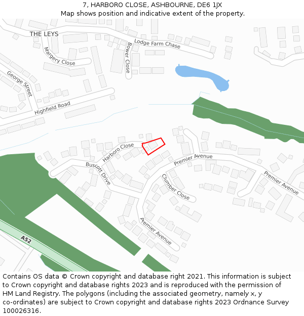 7, HARBORO CLOSE, ASHBOURNE, DE6 1JX: Location map and indicative extent of plot