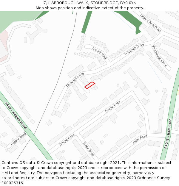 7, HARBOROUGH WALK, STOURBRIDGE, DY9 0YN: Location map and indicative extent of plot