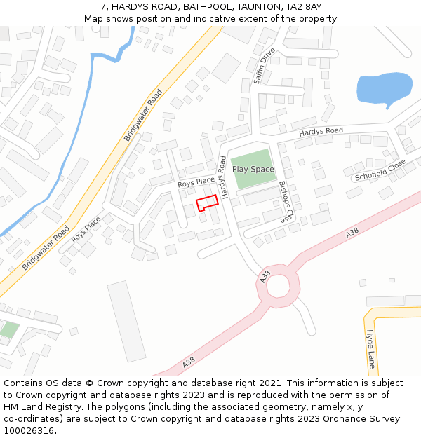 7, HARDYS ROAD, BATHPOOL, TAUNTON, TA2 8AY: Location map and indicative extent of plot