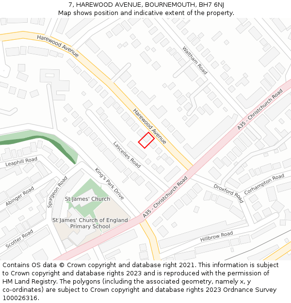 7, HAREWOOD AVENUE, BOURNEMOUTH, BH7 6NJ: Location map and indicative extent of plot