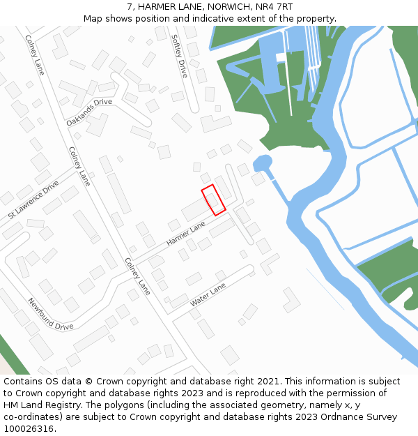 7, HARMER LANE, NORWICH, NR4 7RT: Location map and indicative extent of plot