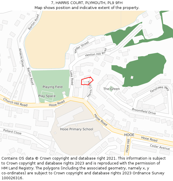 7, HARRIS COURT, PLYMOUTH, PL9 9FH: Location map and indicative extent of plot