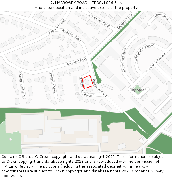 7, HARROWBY ROAD, LEEDS, LS16 5HN: Location map and indicative extent of plot