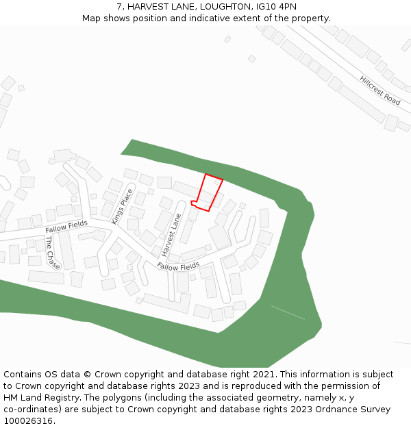 7, HARVEST LANE, LOUGHTON, IG10 4PN: Location map and indicative extent of plot