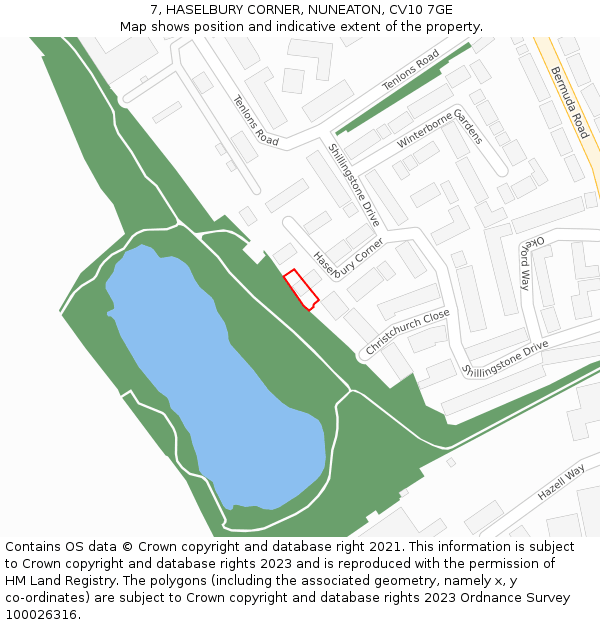 7, HASELBURY CORNER, NUNEATON, CV10 7GE: Location map and indicative extent of plot