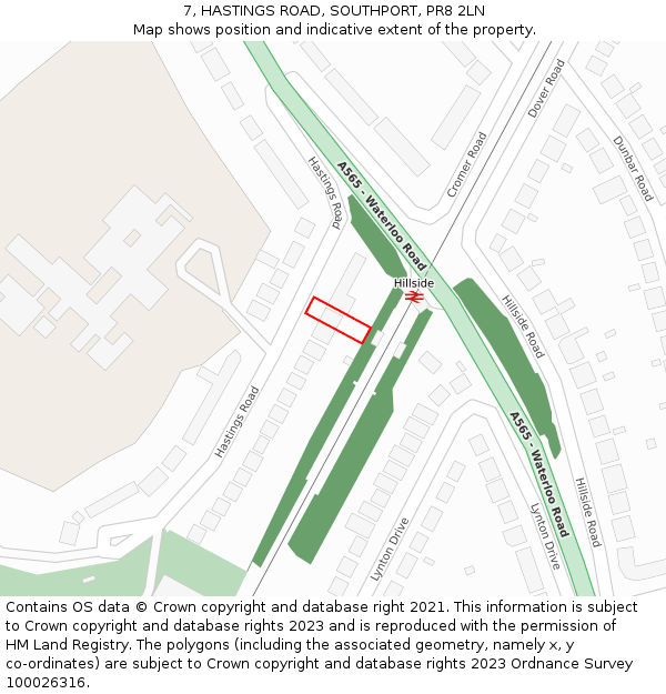 7, HASTINGS ROAD, SOUTHPORT, PR8 2LN: Location map and indicative extent of plot