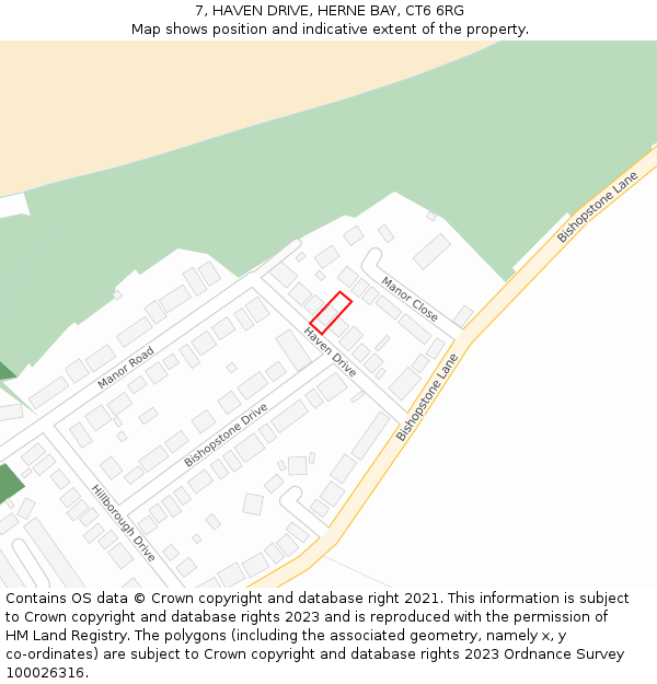 7, HAVEN DRIVE, HERNE BAY, CT6 6RG: Location map and indicative extent of plot