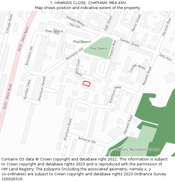 7, HAWKINS CLOSE, CHATHAM, ME4 4XN: Location map and indicative extent of plot