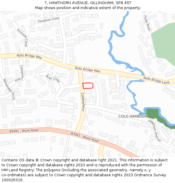 7, HAWTHORN AVENUE, GILLINGHAM, SP8 4ST: Location map and indicative extent of plot