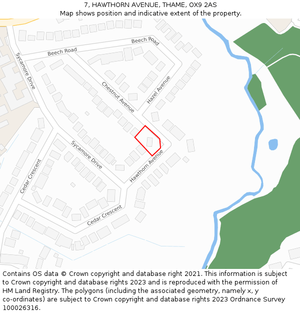 7, HAWTHORN AVENUE, THAME, OX9 2AS: Location map and indicative extent of plot