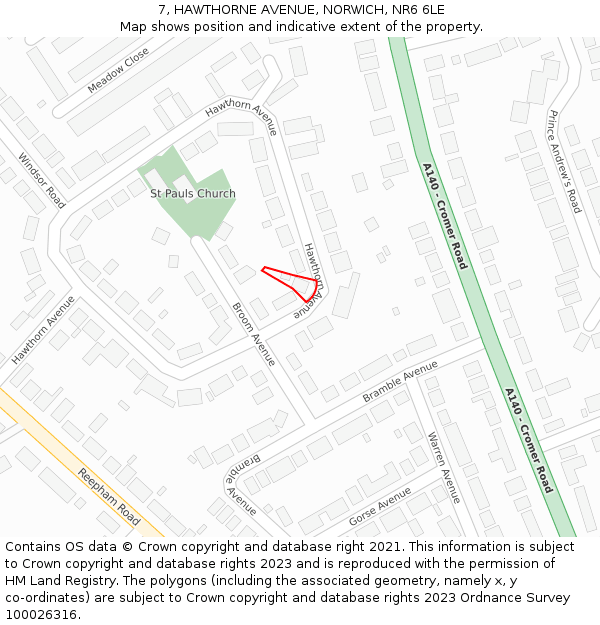 7, HAWTHORNE AVENUE, NORWICH, NR6 6LE: Location map and indicative extent of plot