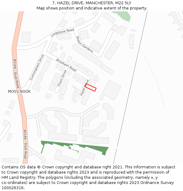 7, HAZEL DRIVE, MANCHESTER, M22 5LY: Location map and indicative extent of plot