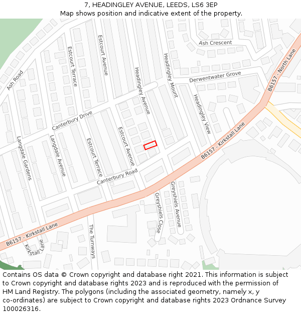 7, HEADINGLEY AVENUE, LEEDS, LS6 3EP: Location map and indicative extent of plot
