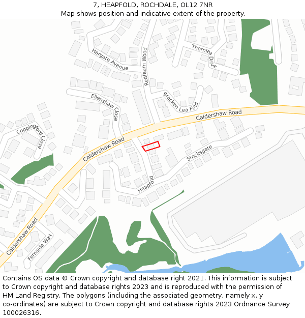 7, HEAPFOLD, ROCHDALE, OL12 7NR: Location map and indicative extent of plot