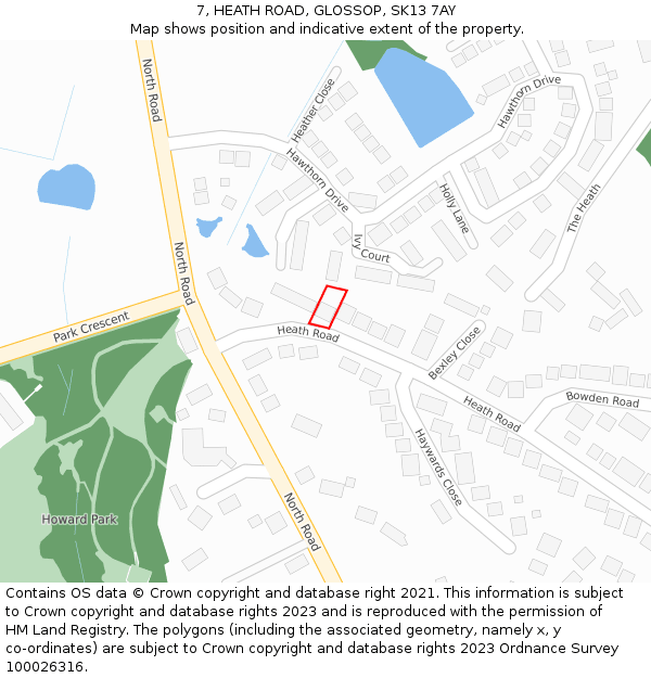 7, HEATH ROAD, GLOSSOP, SK13 7AY: Location map and indicative extent of plot