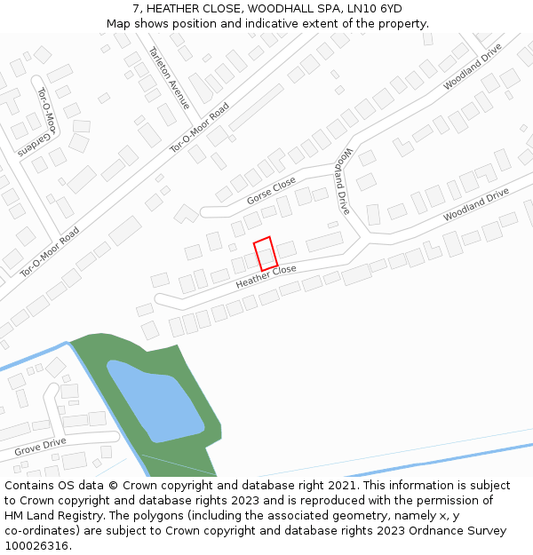 7, HEATHER CLOSE, WOODHALL SPA, LN10 6YD: Location map and indicative extent of plot