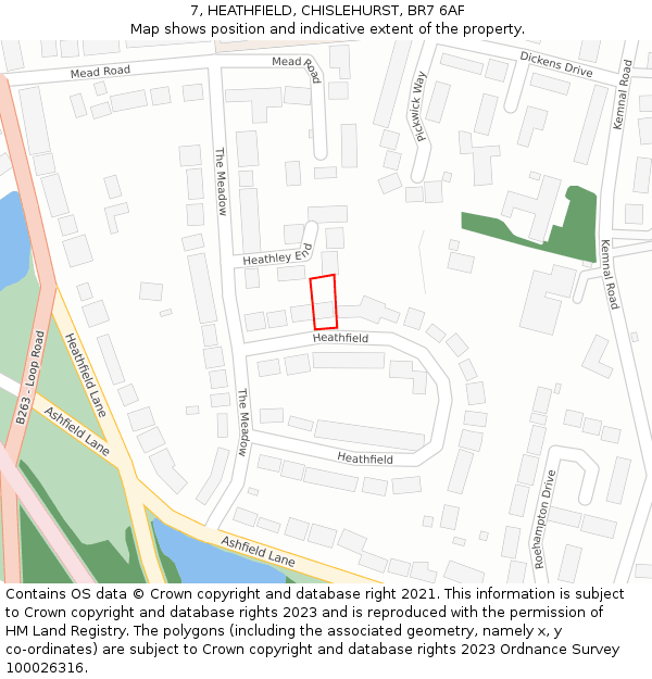 7, HEATHFIELD, CHISLEHURST, BR7 6AF: Location map and indicative extent of plot