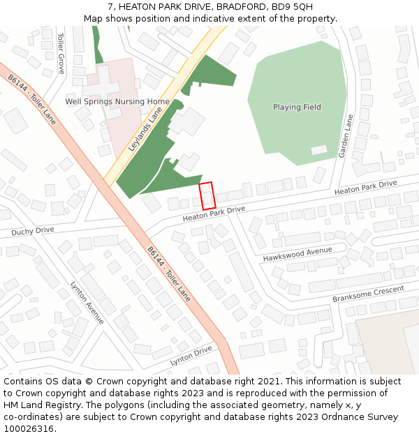 7, HEATON PARK DRIVE, BRADFORD, BD9 5QH: Location map and indicative extent of plot
