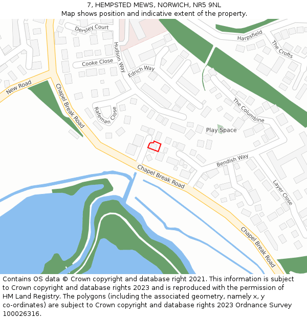 7, HEMPSTED MEWS, NORWICH, NR5 9NL: Location map and indicative extent of plot