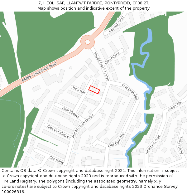 7, HEOL ISAF, LLANTWIT FARDRE, PONTYPRIDD, CF38 2TJ: Location map and indicative extent of plot