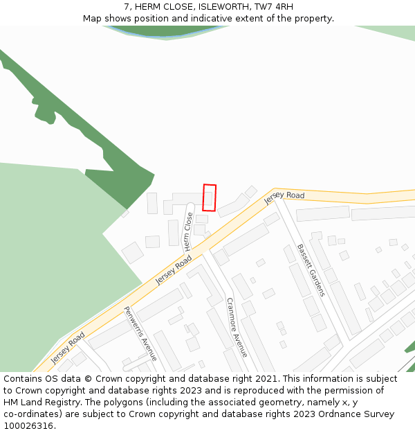 7, HERM CLOSE, ISLEWORTH, TW7 4RH: Location map and indicative extent of plot