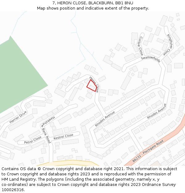 7, HERON CLOSE, BLACKBURN, BB1 8NU: Location map and indicative extent of plot