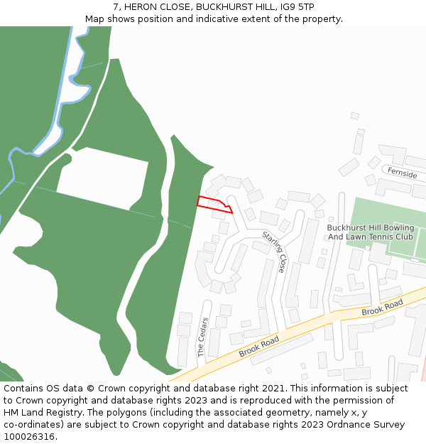 7, HERON CLOSE, BUCKHURST HILL, IG9 5TP: Location map and indicative extent of plot