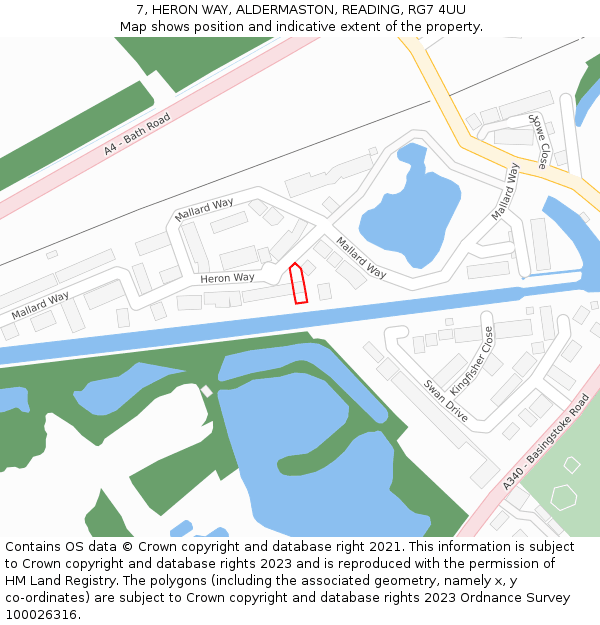 7, HERON WAY, ALDERMASTON, READING, RG7 4UU: Location map and indicative extent of plot