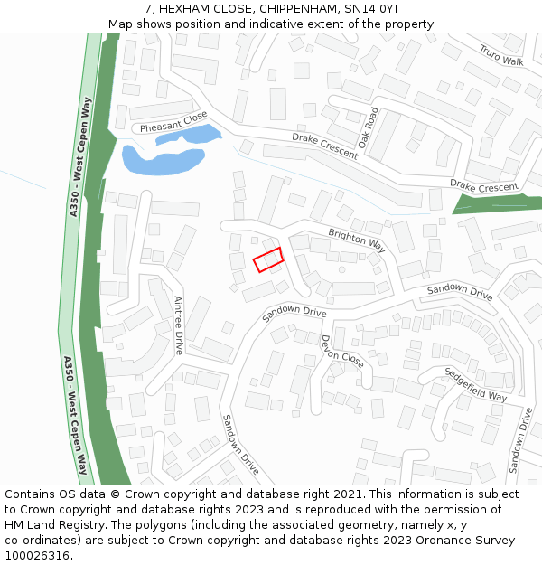 7, HEXHAM CLOSE, CHIPPENHAM, SN14 0YT: Location map and indicative extent of plot