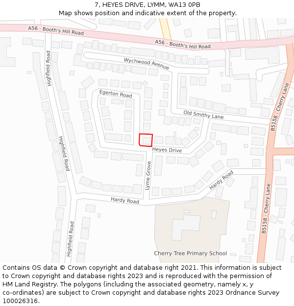 7, HEYES DRIVE, LYMM, WA13 0PB: Location map and indicative extent of plot