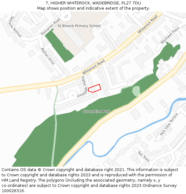 7, HIGHER WHITEROCK, WADEBRIDGE, PL27 7DU: Location map and indicative extent of plot