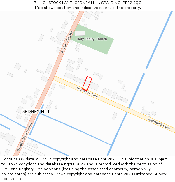 7, HIGHSTOCK LANE, GEDNEY HILL, SPALDING, PE12 0QG: Location map and indicative extent of plot