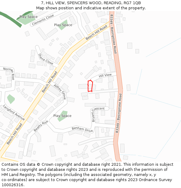 7, HILL VIEW, SPENCERS WOOD, READING, RG7 1QB: Location map and indicative extent of plot