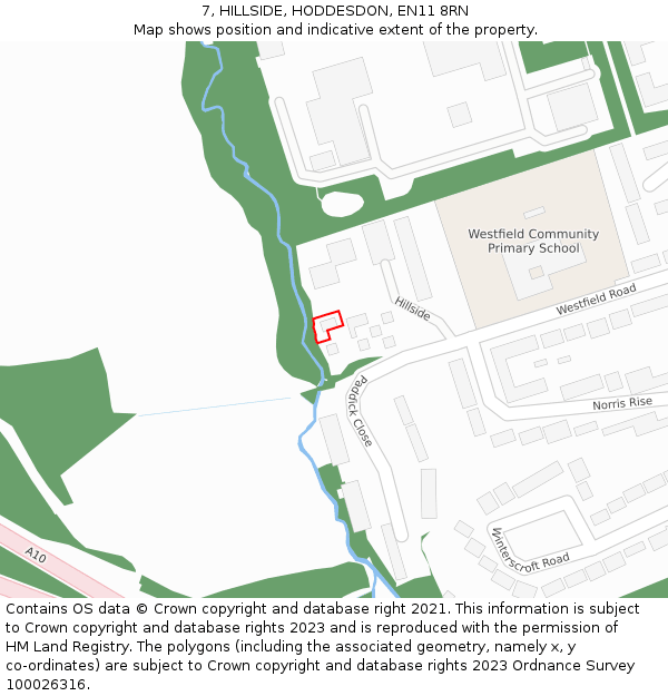 7, HILLSIDE, HODDESDON, EN11 8RN: Location map and indicative extent of plot