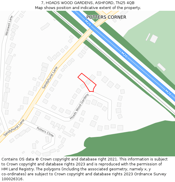 7, HOADS WOOD GARDENS, ASHFORD, TN25 4QB: Location map and indicative extent of plot