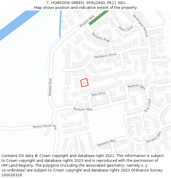 7, HOBSONS GREEN, SPALDING, PE11 3GU: Location map and indicative extent of plot