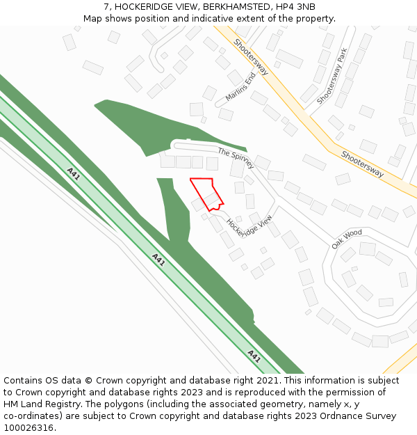 7, HOCKERIDGE VIEW, BERKHAMSTED, HP4 3NB: Location map and indicative extent of plot