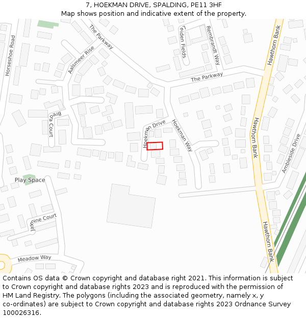 7, HOEKMAN DRIVE, SPALDING, PE11 3HF: Location map and indicative extent of plot