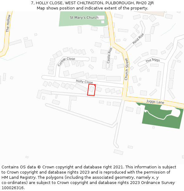 7, HOLLY CLOSE, WEST CHILTINGTON, PULBOROUGH, RH20 2JR: Location map and indicative extent of plot