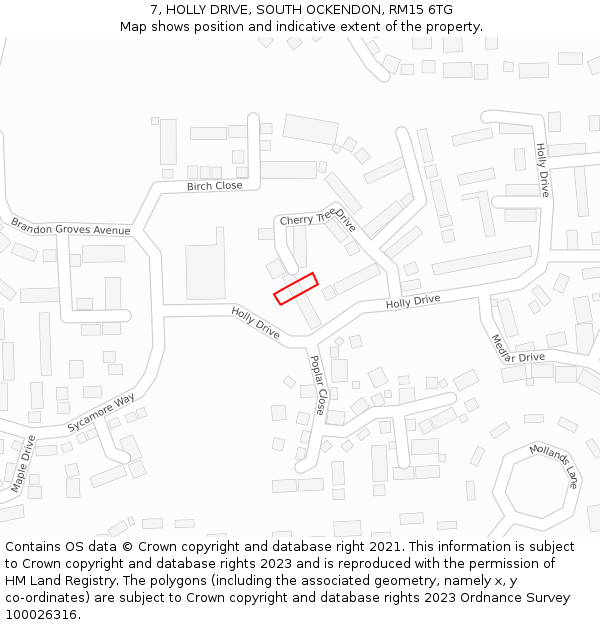 7, HOLLY DRIVE, SOUTH OCKENDON, RM15 6TG: Location map and indicative extent of plot