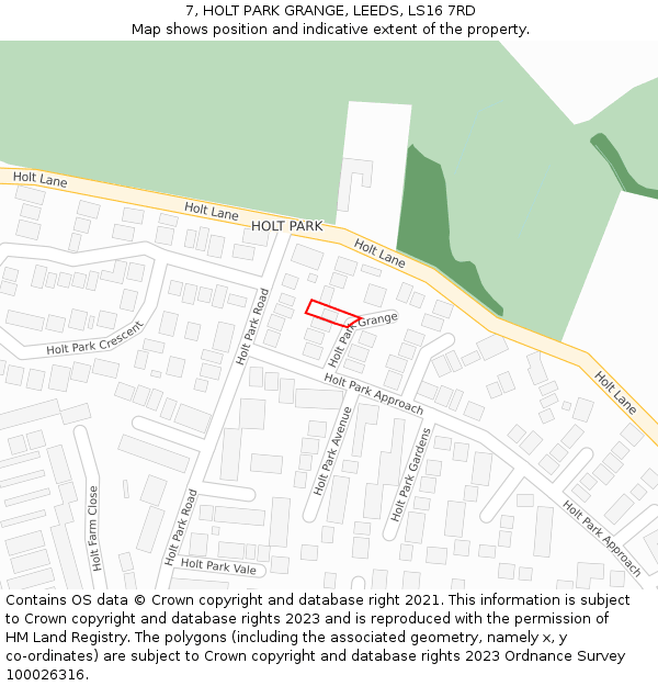 7, HOLT PARK GRANGE, LEEDS, LS16 7RD: Location map and indicative extent of plot