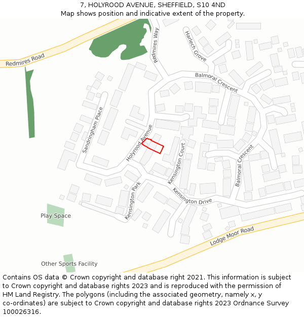 7, HOLYROOD AVENUE, SHEFFIELD, S10 4ND: Location map and indicative extent of plot