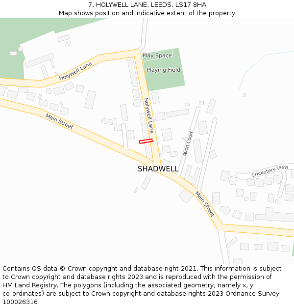 7, HOLYWELL LANE, LEEDS, LS17 8HA: Location map and indicative extent of plot