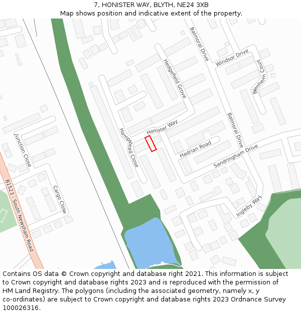 7, HONISTER WAY, BLYTH, NE24 3XB: Location map and indicative extent of plot