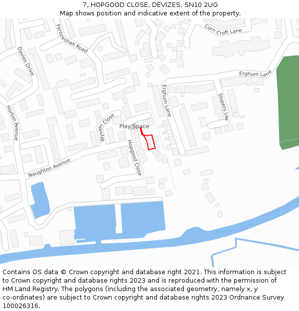 7, HOPGOOD CLOSE, DEVIZES, SN10 2UG: Location map and indicative extent of plot