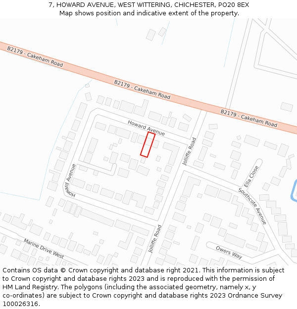 7, HOWARD AVENUE, WEST WITTERING, CHICHESTER, PO20 8EX: Location map and indicative extent of plot