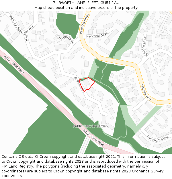 7, IBWORTH LANE, FLEET, GU51 1AU: Location map and indicative extent of plot